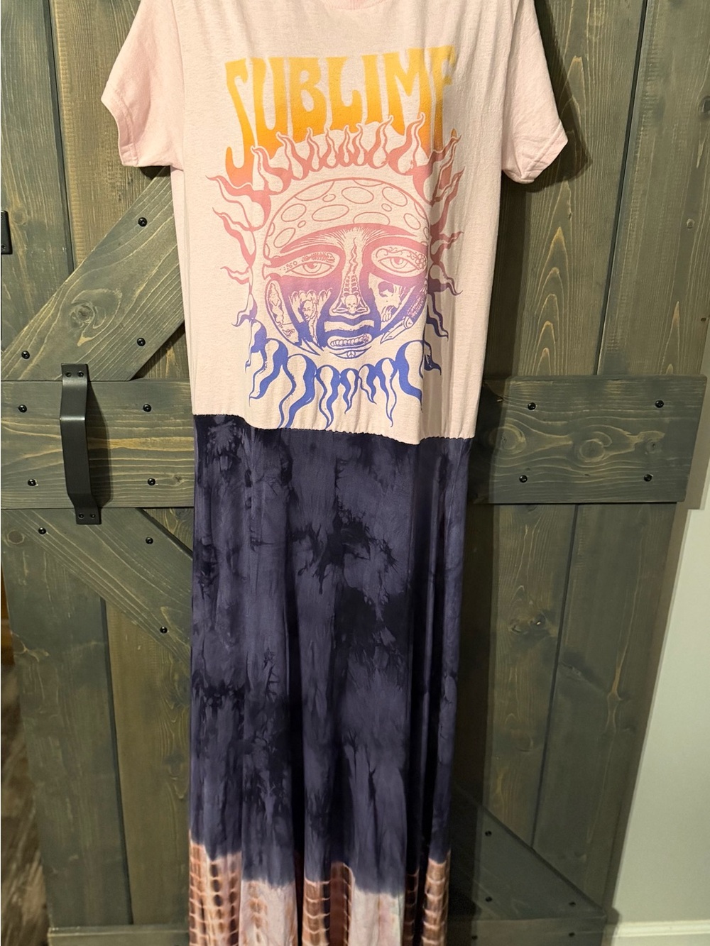 Upcycled Sublime Graphic Tie-Dye Maxi Skirt Dress - Small